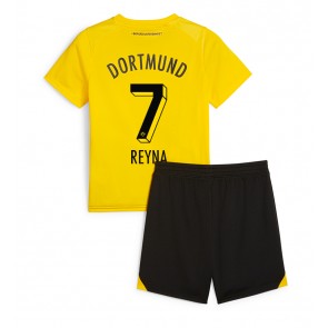 Lacne Dětský Futbalové dres Borussia Dortmund Giovanni Reyna #7 2023-24 Krátky Rukáv - Domáci (+ trenírky)